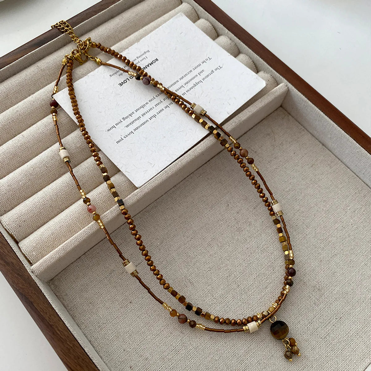 Simple Style Geometric Natural Stone Tiger Eye Pendant Necklace In Bulk