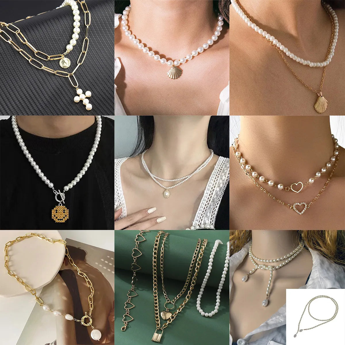 Simple Style Geometric Pearl Alloy Pearl Wholesale Necklace