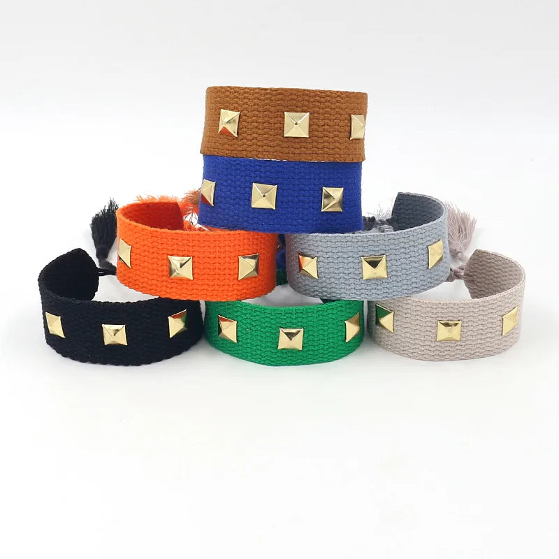 Simple Style Geometric Polyester Rivet Unisex Bracelets 1 Piece