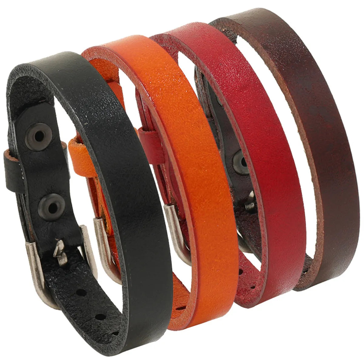 Simple Style Geometric Pu Leather Iron Unisex Bracelets