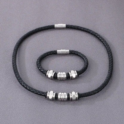 Simple Style Geometric Pu Leather Men's Bracelets Necklace