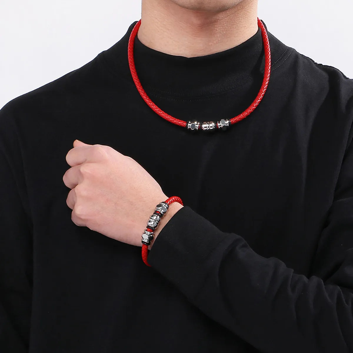 Simple Style Geometric Pu Leather Men's Bracelets Necklace