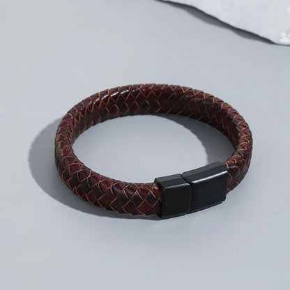 Simple Style Geometric Pu Leather Men'S Bracelets