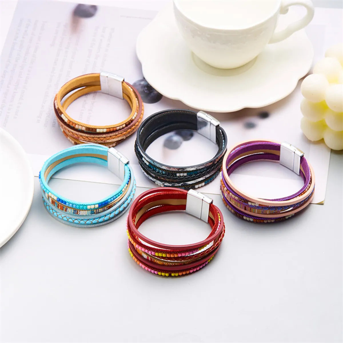 Simple Style Geometric Pu Leather Women's Bracelets