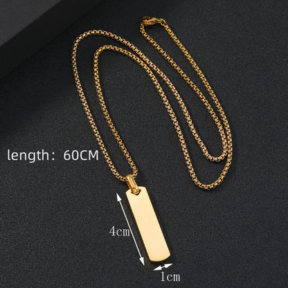 Simple Style Geometric Rectangle 304 Stainless Steel Men'S Pendant Necklace