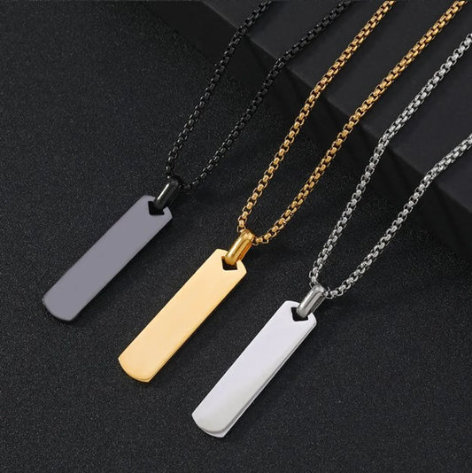 Simple Style Geometric Rectangle 304 Stainless Steel Men'S Pendant Necklace