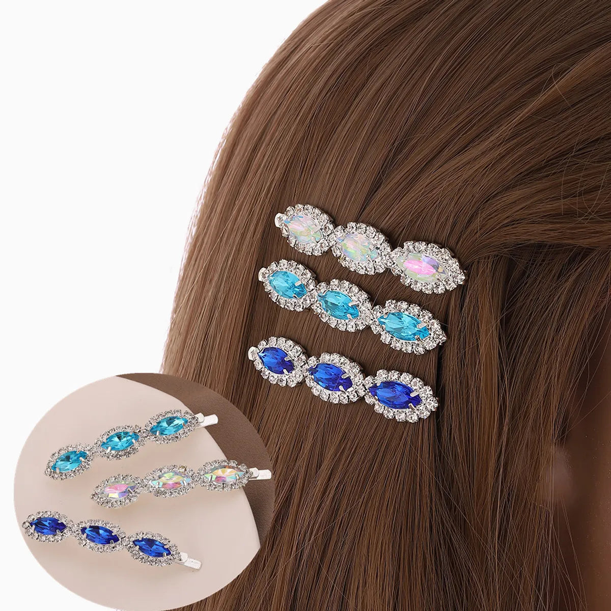 Simple Style Geometric Rhinestone Inlay Rhinestones Hair Clip 1 Piece