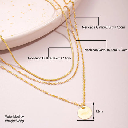 Simple Style Geometric Round Alloy Wholesale Three Layer Necklace