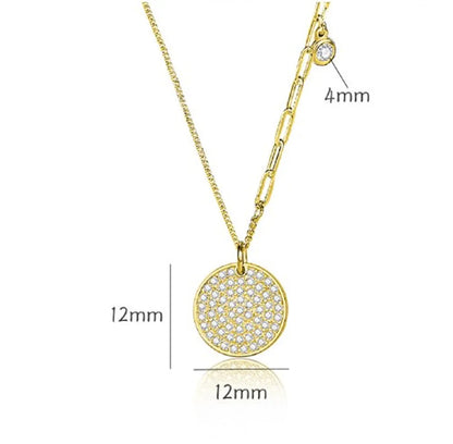 Simple Style Geometric Round Sterling Silver Plating Inlay Zircon Pendant Necklace