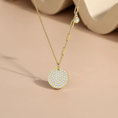 Simple Style Geometric Round Sterling Silver Plating Inlay Zircon Pendant Necklace