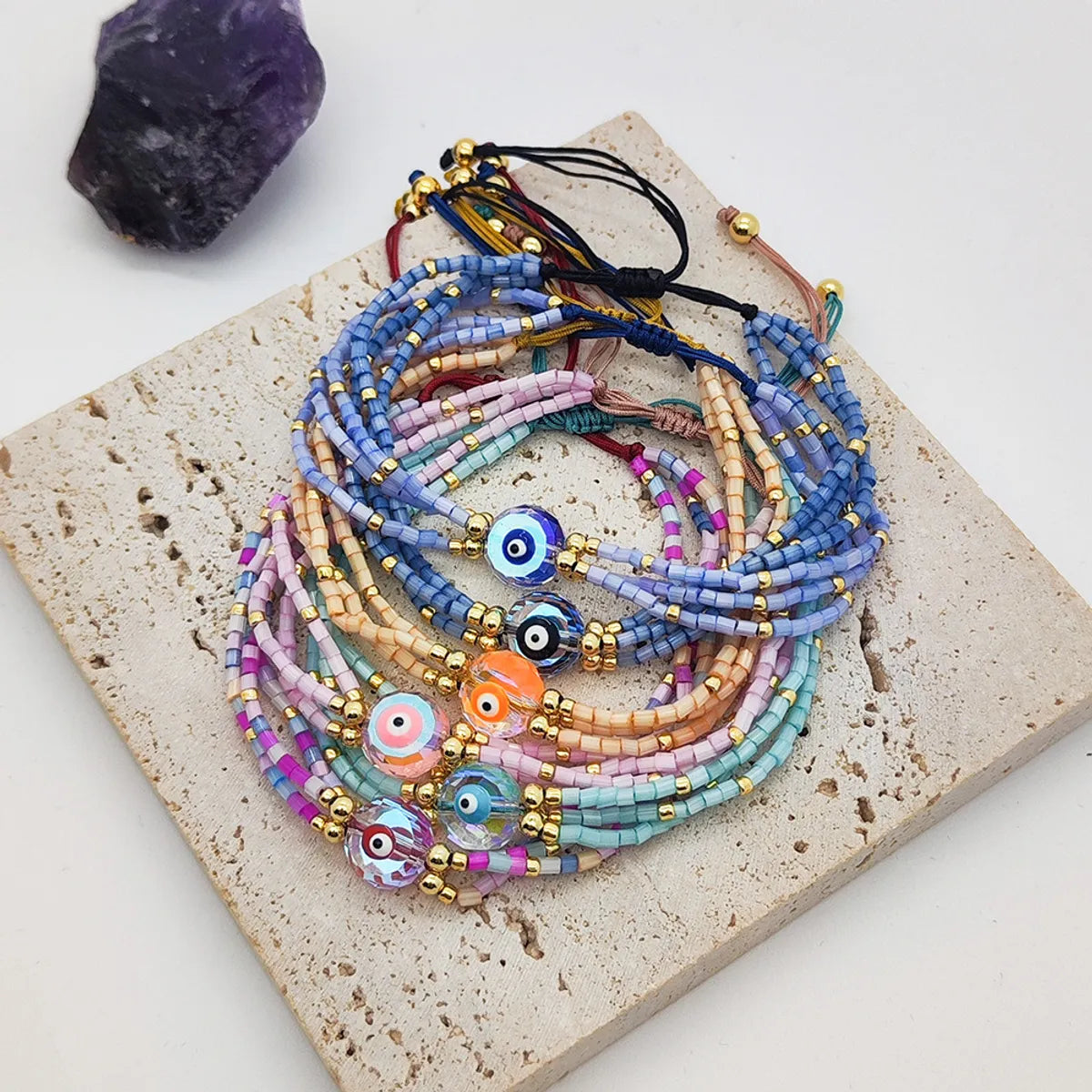 Simple Style Geometric Seed Bead Rope Wholesale Drawstring Bracelets