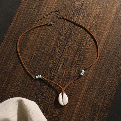 Simple Style Geometric Seed Bead Shell Korean Velvet Men'S Pendant Necklace