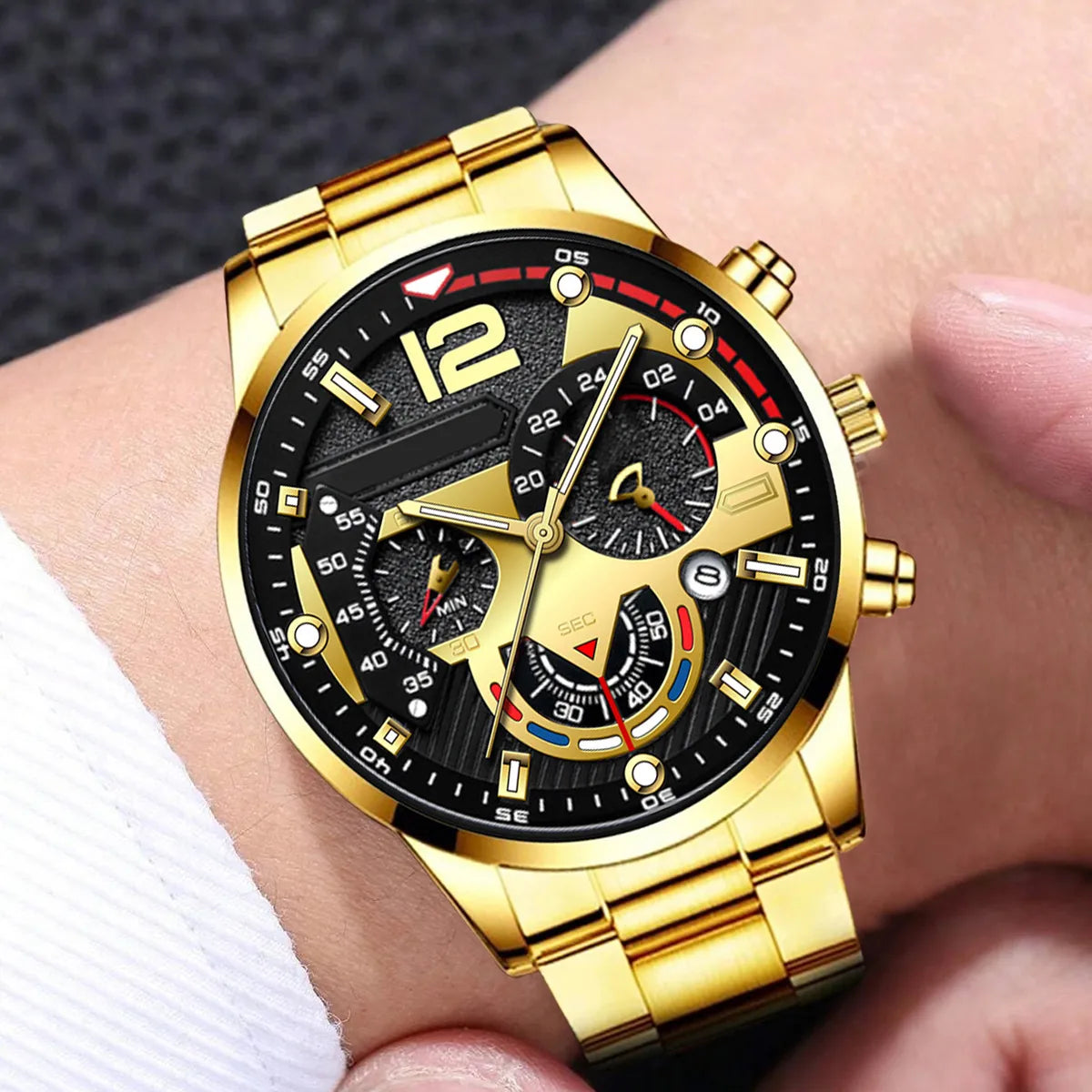 Simple Style Geometric Single Folding Buckle Quartz Men'S Watches