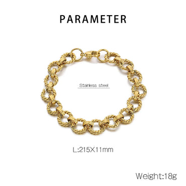 Simple Style Geometric Solid Color 304 Stainless Steel 18K Gold Plated Bracelets In Bulk