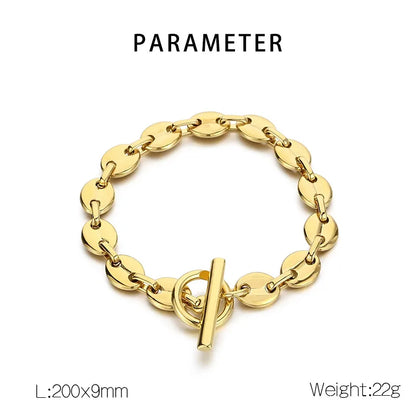 Simple Style Geometric Solid Color 304 Stainless Steel 18K Gold Plated Bracelets In Bulk