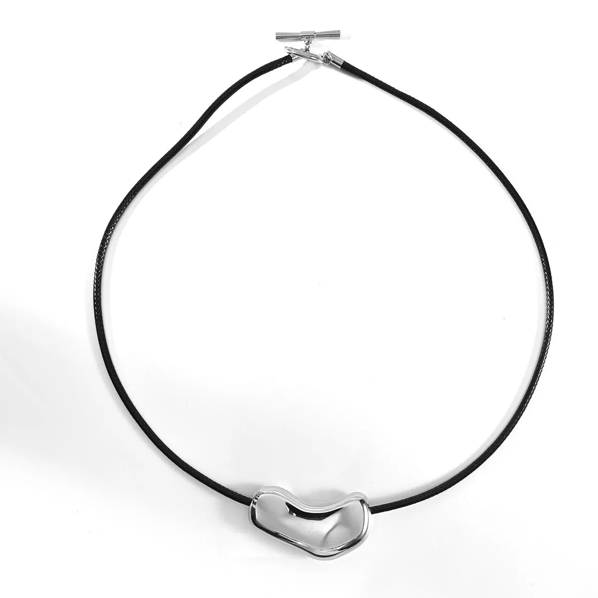 Simple Style Geometric Solid Color Leather Rope Titanium Steel Wholesale Pendant Necklace