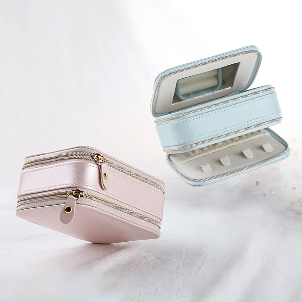 Simple Style Geometric Solid Color Pu Leather Jewelry Boxes