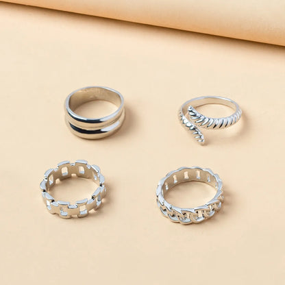 Simple Style Geometric Solid Color Snake Alloy Women'S Open Rings