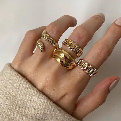 Simple Style Geometric Solid Color Snake Alloy Women'S Open Rings