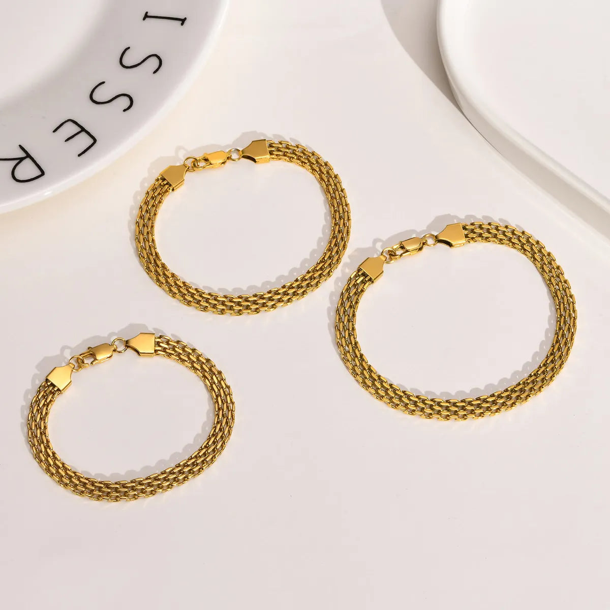 Simple Style Geometric Solid Color Stainless Steel Plating 18k Gold Plated Bracelets