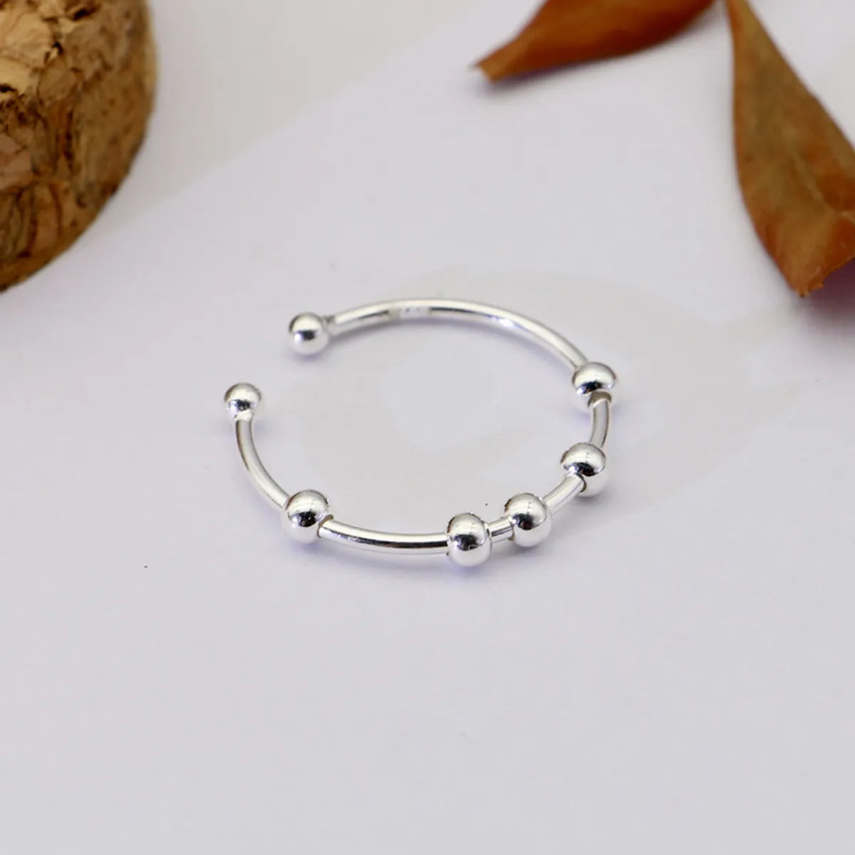 Simple Style Geometric Solid Color Sterling Silver Open Rings