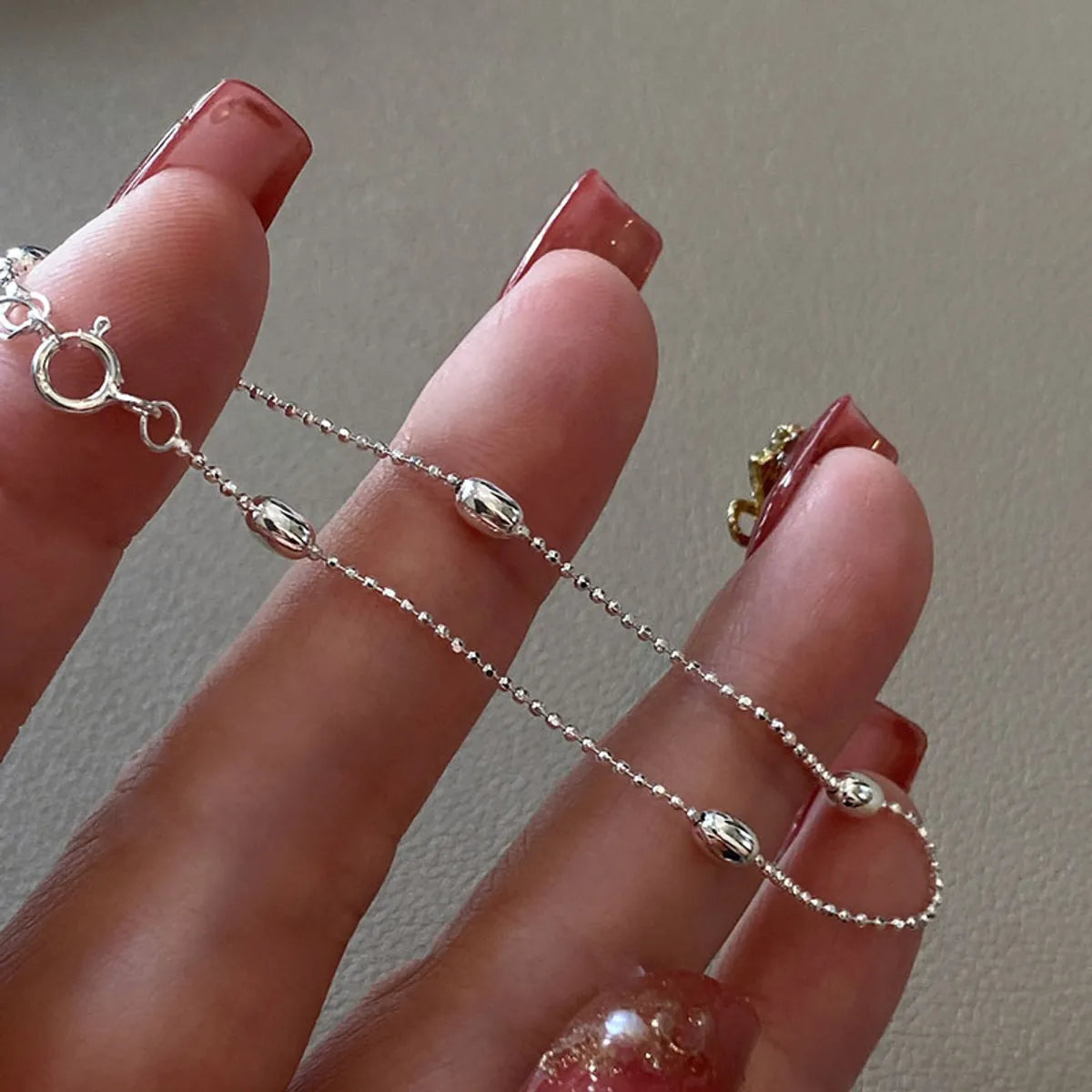 Simple Style Geometric Solid Color Sterling Silver Polishing Bracelets