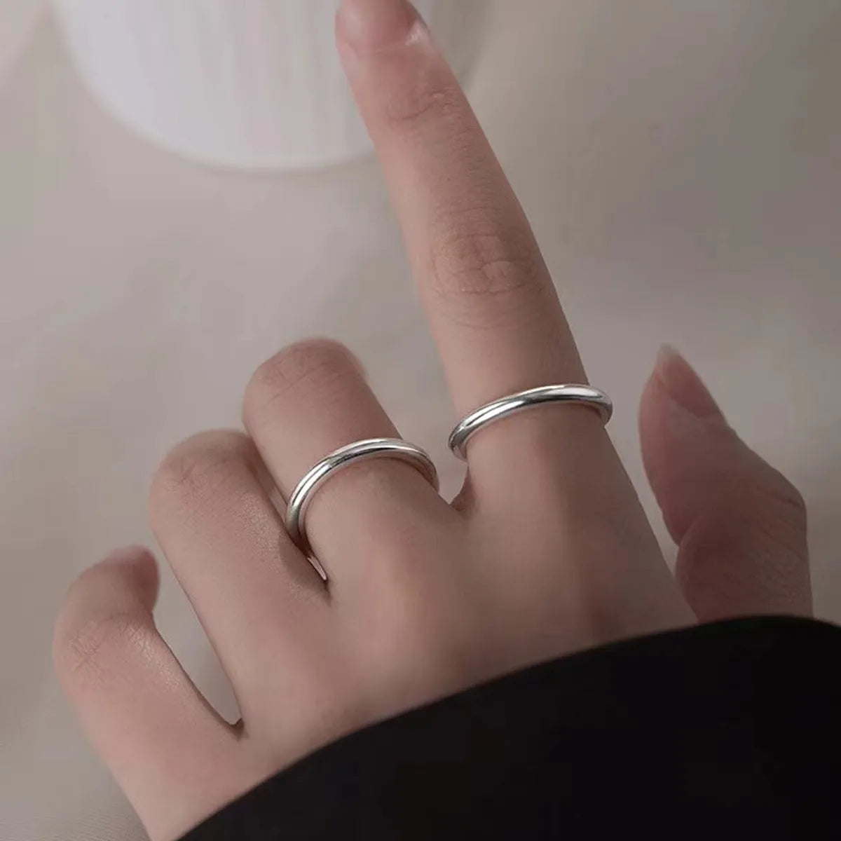 Simple Style Geometric Solid Color Sterling Silver Rings