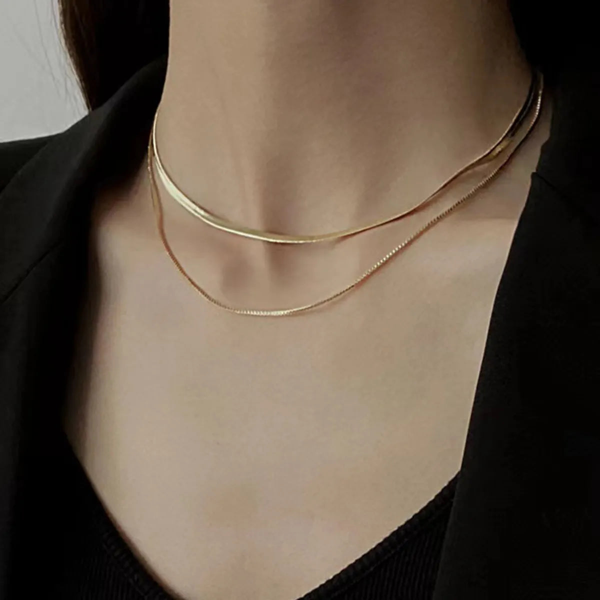 Simple Style Geometric Solid Color Titanium Steel Necklace 1 Piece