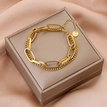 Simple Style Geometric Solid Color Titanium Steel Plating Bracelets 1 Piece