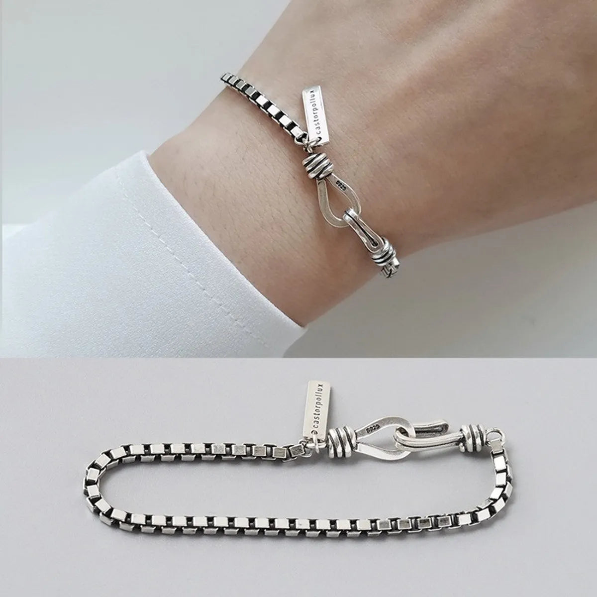 Simple Style Geometric Solid Color Titanium Steel Plating Bracelets