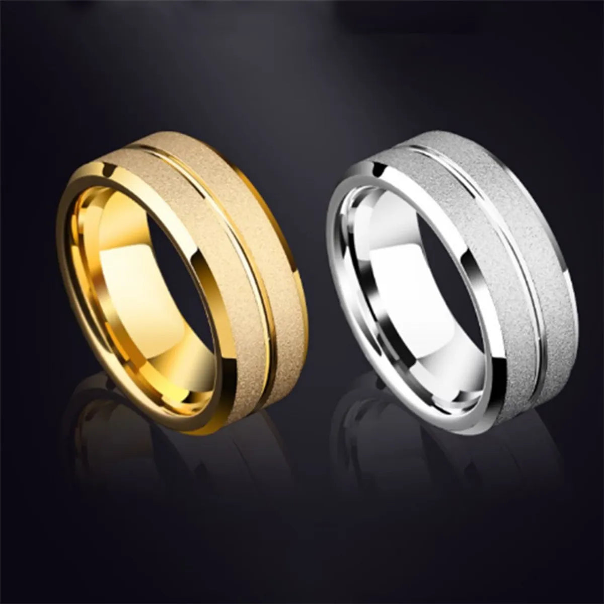 Simple Style Geometric Solid Color Titanium Steel Unisex Rings