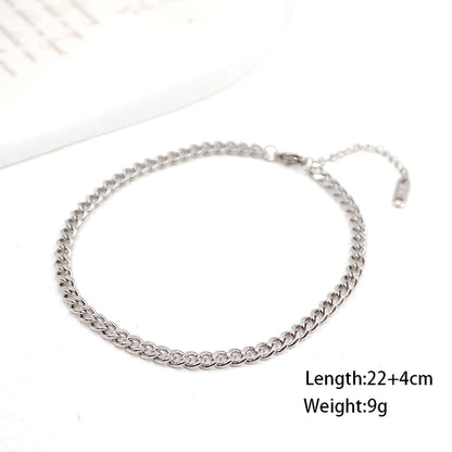 Simple Style Geometric Solid Color Titanium Steel Women'S Anklet