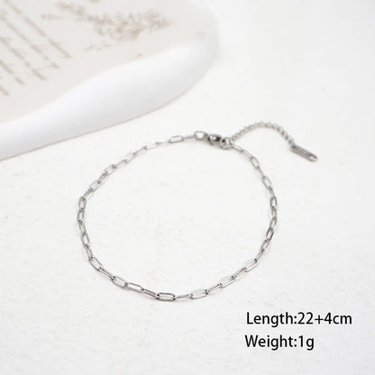 Simple Style Geometric Solid Color Titanium Steel Women'S Anklet