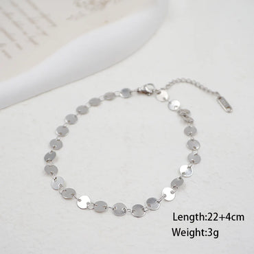 Simple Style Geometric Solid Color Titanium Steel Women'S Anklet