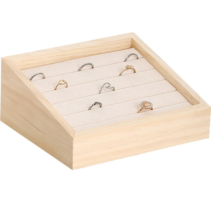 Simple Style Geometric Solid Wood Flannel Jewelry Rack