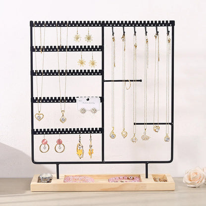 Simple Style Geometric Solid Wood Iron Jewelry Display