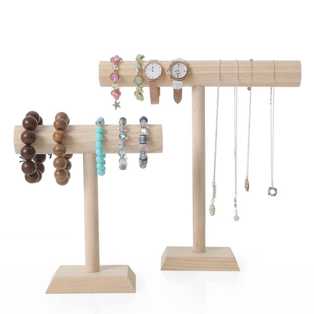 Simple Style Geometric Solid Wood Jewelry Rack