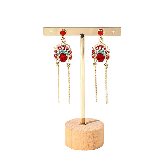 Simple Style Geometric Solid Wood Jewelry Rack