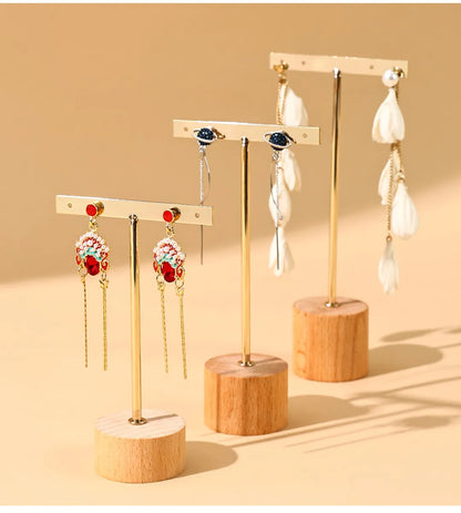 Simple Style Geometric Solid Wood Jewelry Rack