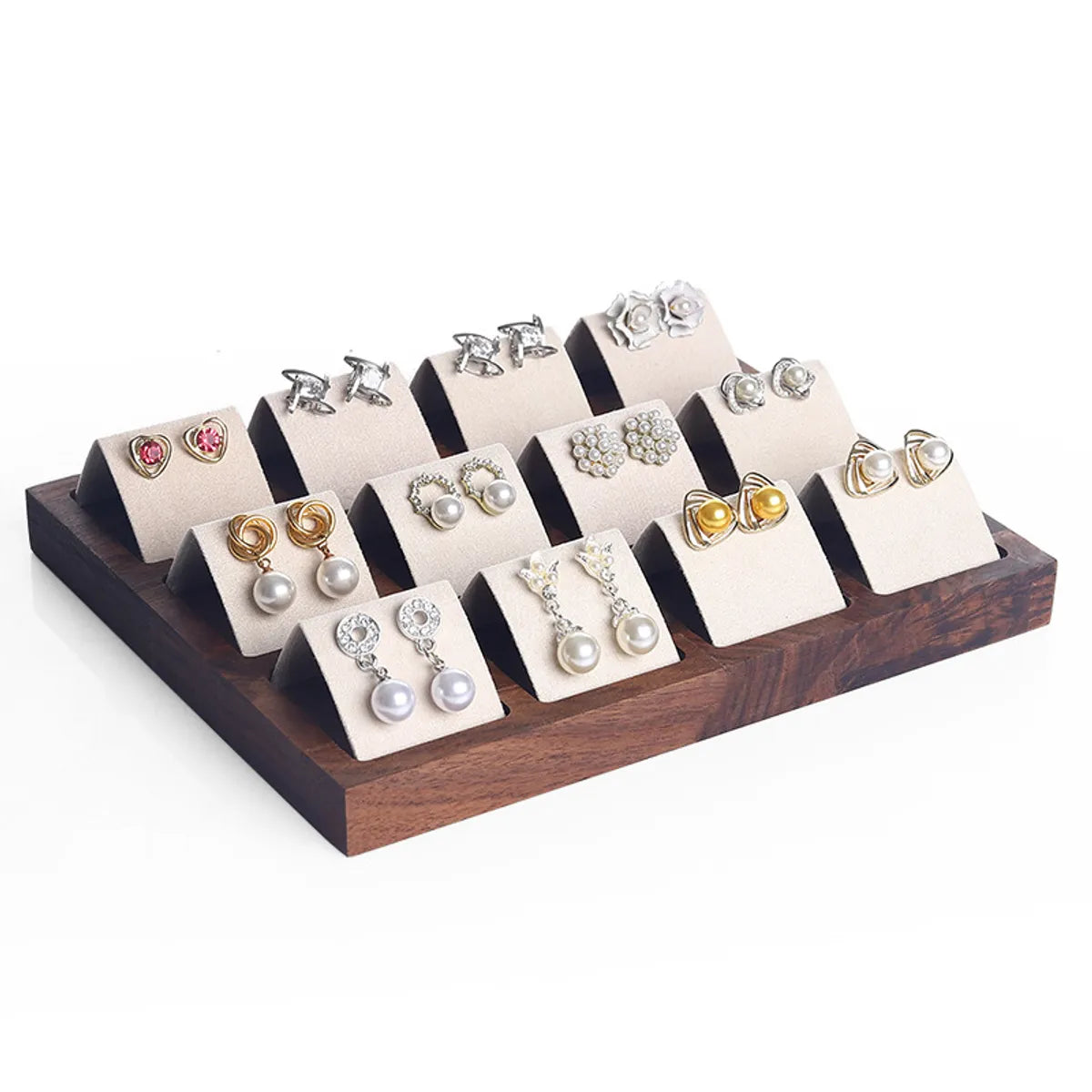 Simple Style Geometric Solid Wood Patchwork Jewelry Rack