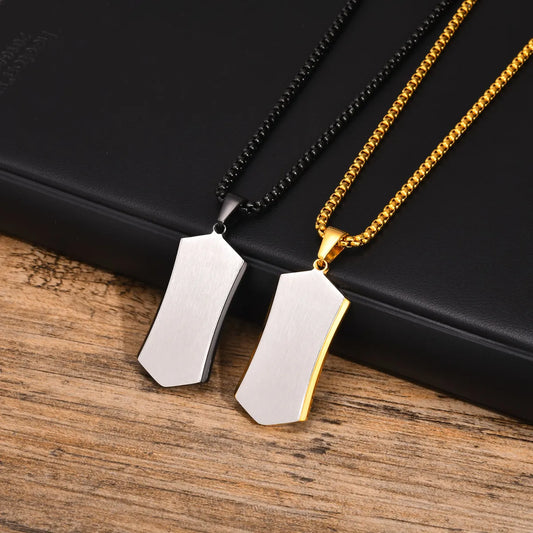 Simple Style Geometric Stainless Steel 18k Gold Plated Men's Pendant Necklace