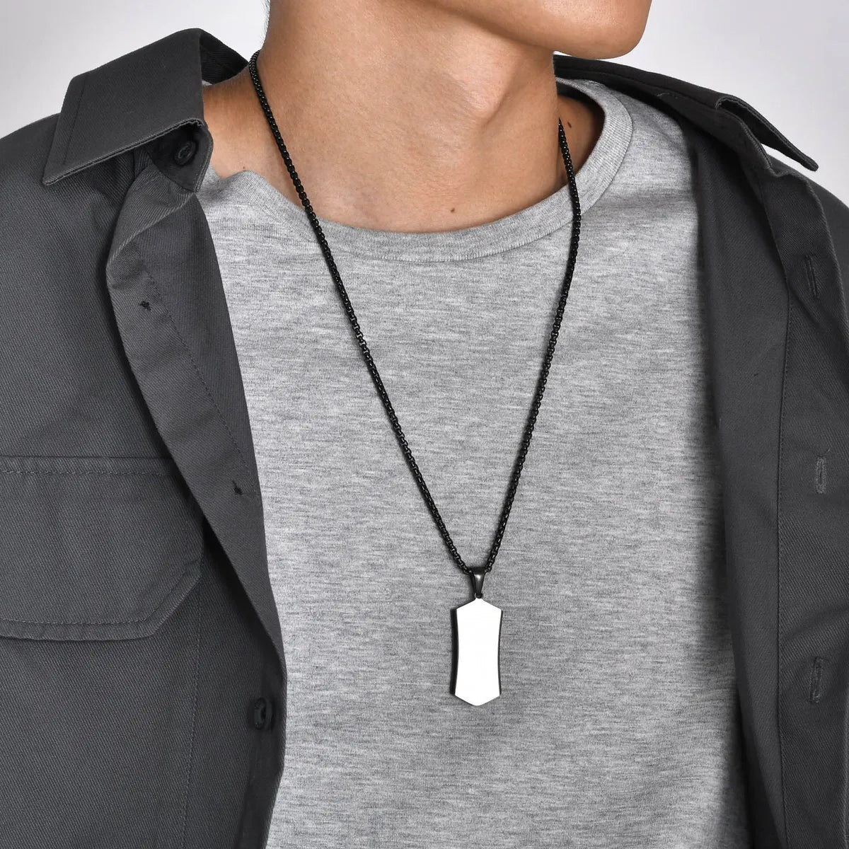 Simple Style Geometric Stainless Steel 18k Gold Plated Men's Pendant Necklace