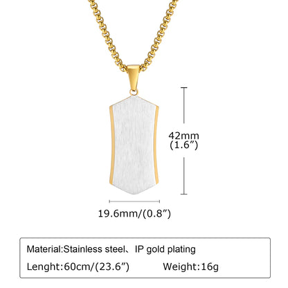 Simple Style Geometric Stainless Steel 18k Gold Plated Men's Pendant Necklace