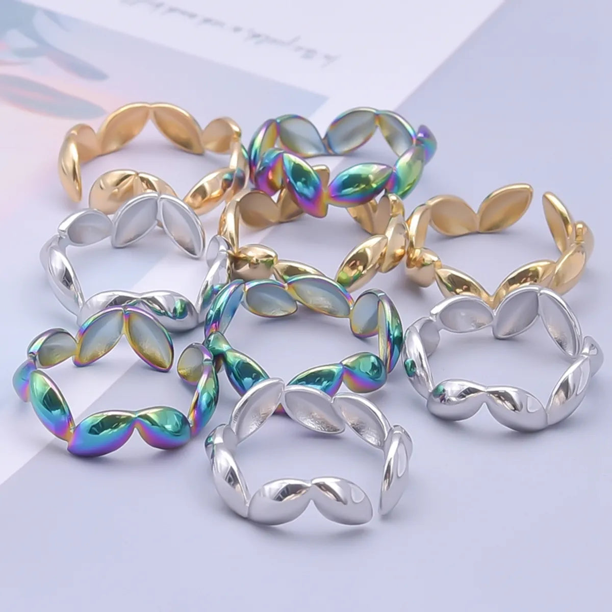 Simple Style Geometric Stainless Steel 18k Gold Plated Open Rings