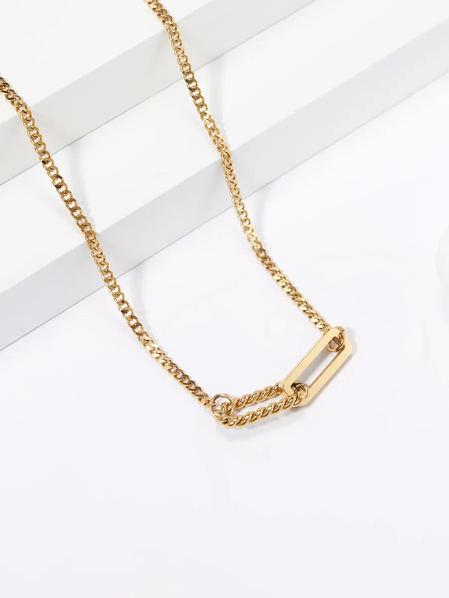 Simple Style Geometric Stainless Steel 18k Gold Plated Pendant Necklace