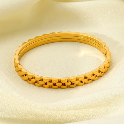 Simple Style Geometric Stainless Steel Buckle Plating 18k Gold Plated Bangle