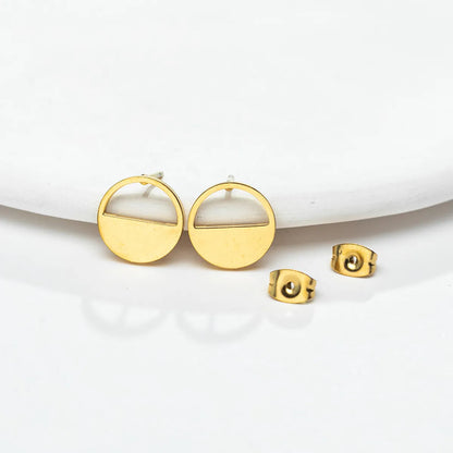 Simple Style Geometric Plating 304 Stainless Steel No Inlaid 18K Gold Plated Ear Studs