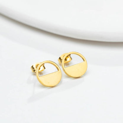 Simple Style Geometric Plating 304 Stainless Steel No Inlaid 18K Gold Plated Ear Studs