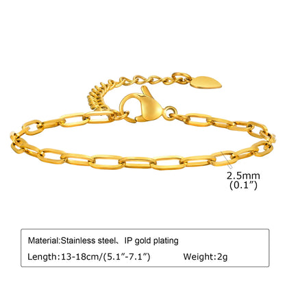 Simple Style Geometric Stainless Steel Gold Plated Girl'S Anklet