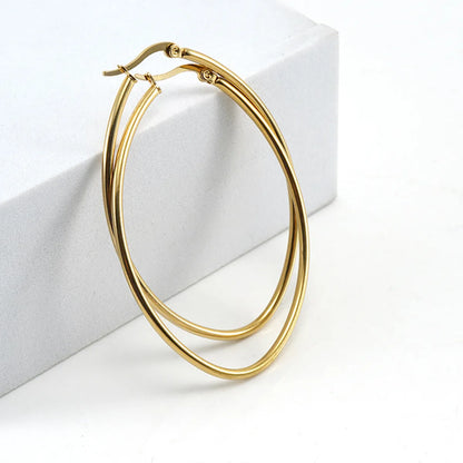 Simple Style Geometric Stainless Steel Hoop Earrings Plating Stainless Steel Earrings